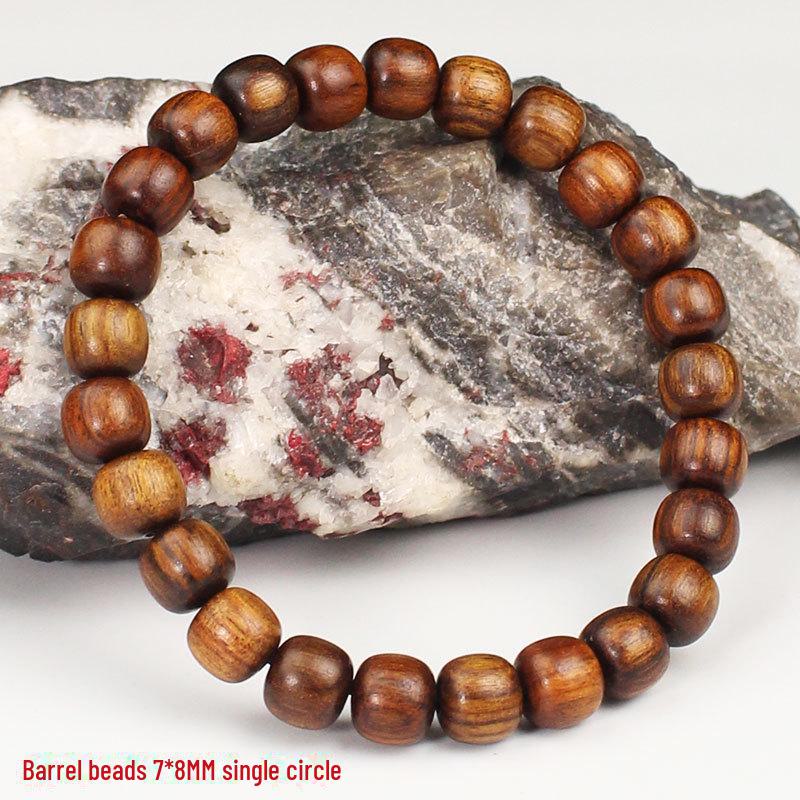 

Унісекс Браслет з зеленого сандалу з бочкоподібними намистинами 7x8 мм - Буддійський Священний Сандал