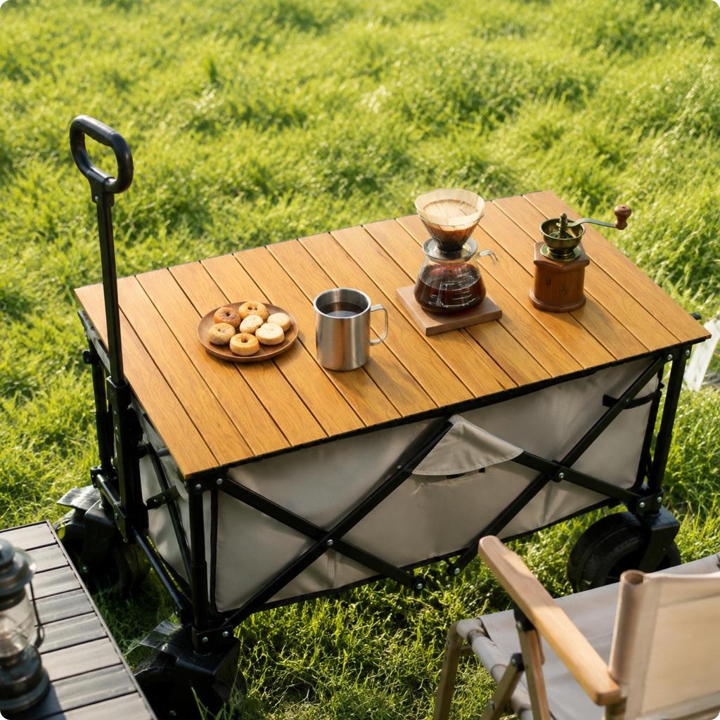 Portable Folding Camping Cart Tabletop Sturdy for Picnics, Tailgating