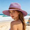 Summer Straw Hat Foldable Wide Brim Sun Hat with Faux Leather Strap Decor Adjustable Size Lightweight Outdoor Travel UV Protection Hat