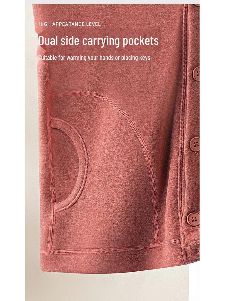 Bardzo ciepły damski kardigan i kamizelka z jedwabnej wełny na jesień i zimę