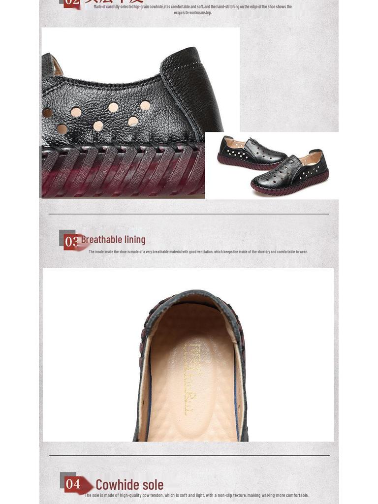 Damen Echte Leder Handgefertigt Bequemschuhe - Weiche Sohle Ballerinas für Alle Jahreszeiten