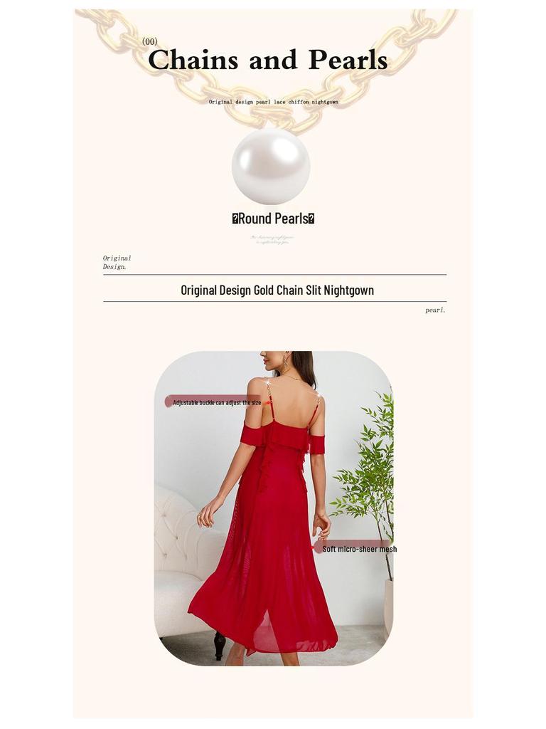 Women's Ruffle Sling Mesh Backless Nightdress - Multi-color Options