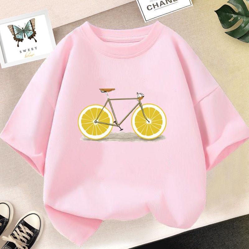 Cute Cat  T-shirt In Cup Summer Short Sleeve Casual Tees Girls Top Kids Kawaii Clothing