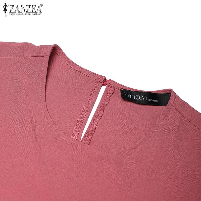 ZANZEA Vestido retro informal de manga larga y cuello redondo para mujer