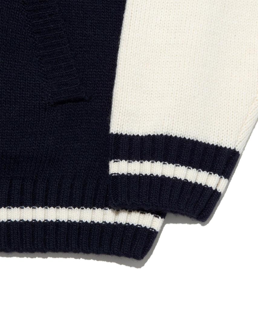 Lee Color Block Zip-Up Cardigan Navy