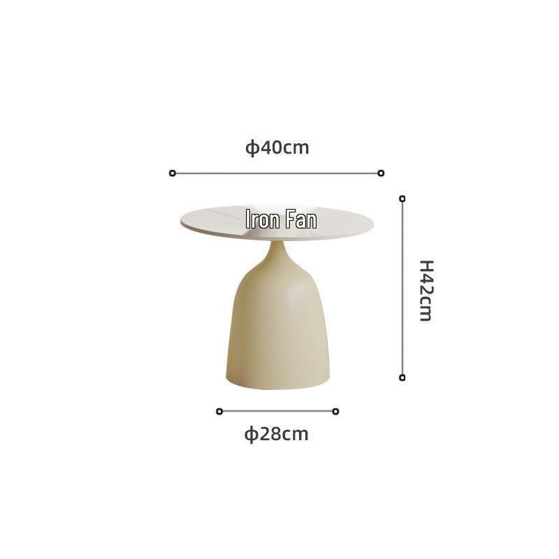 Modern Minimalist Round Side Table - Small Coffee/Sofa Table with Wrought Iron Storage Cabinet