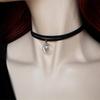 Personality Retro Double Layer Black Velvet Crescent Moon Spectrolite Pendant Necklace for Women Y2K Jewelry Accessories Gifts