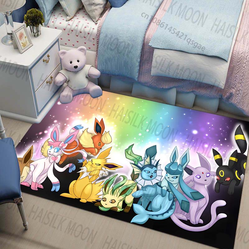 Multi-Sizes Pokemon All Eeveelutions Pattern Carpets for Living Rooms Play Mats Rugged Bedroom Decor Crawl Mats Luxury Gifts