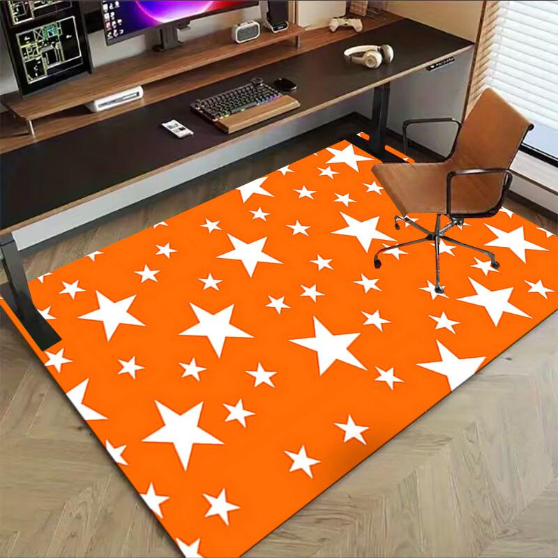 1PC Stars Orange Extra Large Non Slip Floor carpet, Office, family, Studio Large Area Rug Indoor Rugs, Bold Statement Piece