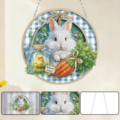 Holiday DIY 2D Flat Acrylic Double Sided Hanging Diamond Art Kits Diamond Art Pendant for Window Home Garden Wall Door Decor
