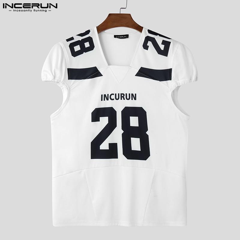 

INCERUN Summer Men Short Sleeve Letter Print Sport Casual T-shirts Tops белый