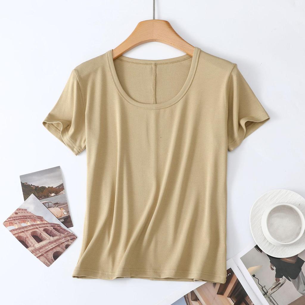 2026 Women’s Slim Fit Lightweight Round Neck Tencel Short Sleeve Ice Silk Top