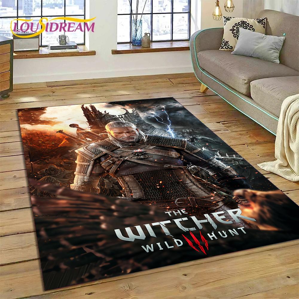 Tappeto The W-Witcher 3 Game Wild Hunt per Soggiorno Camera da Letto Decorazione Casa, Tappetino Antiscivolo Decorazione per Divano Zerbino