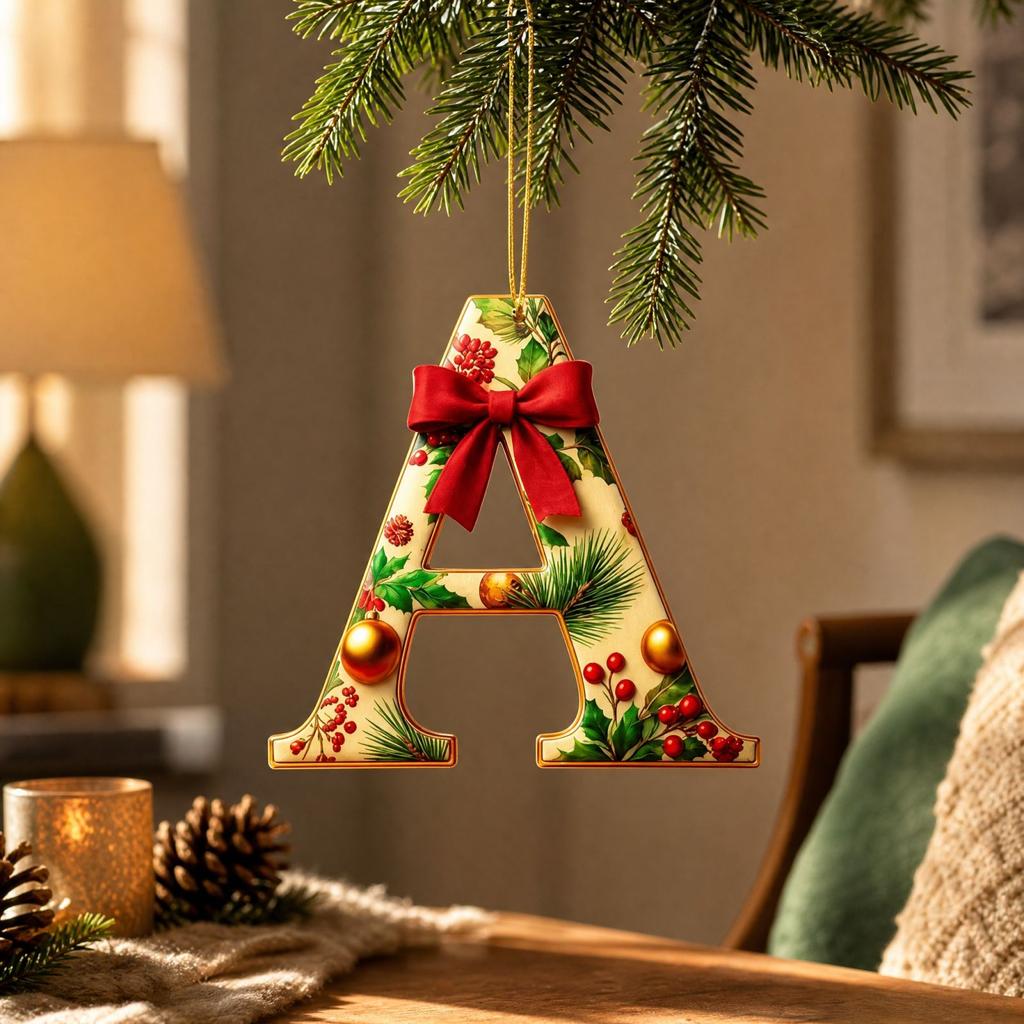 2D Flat Acrylic Christmas Letter Ornaments 26 Piece Set for Holiday Hanging Decor