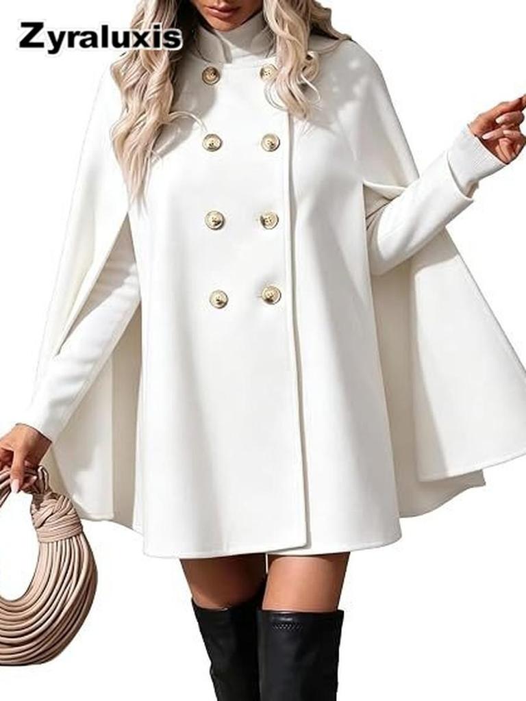 Wool Coat for Women, Autumn and Winter, High-end, Mid-length, Double-buttoned, Loose Fit, Slimming - Cape