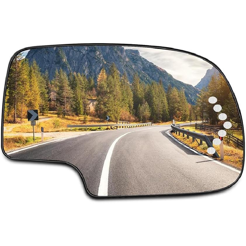 SCITOO Driver Side Mirror Glass For 2003-2007 For Cadillac Escalade, For Chevy Avalanche, Silverado Suburban Tahoe, For GMC Sierra Yukon Left Heat