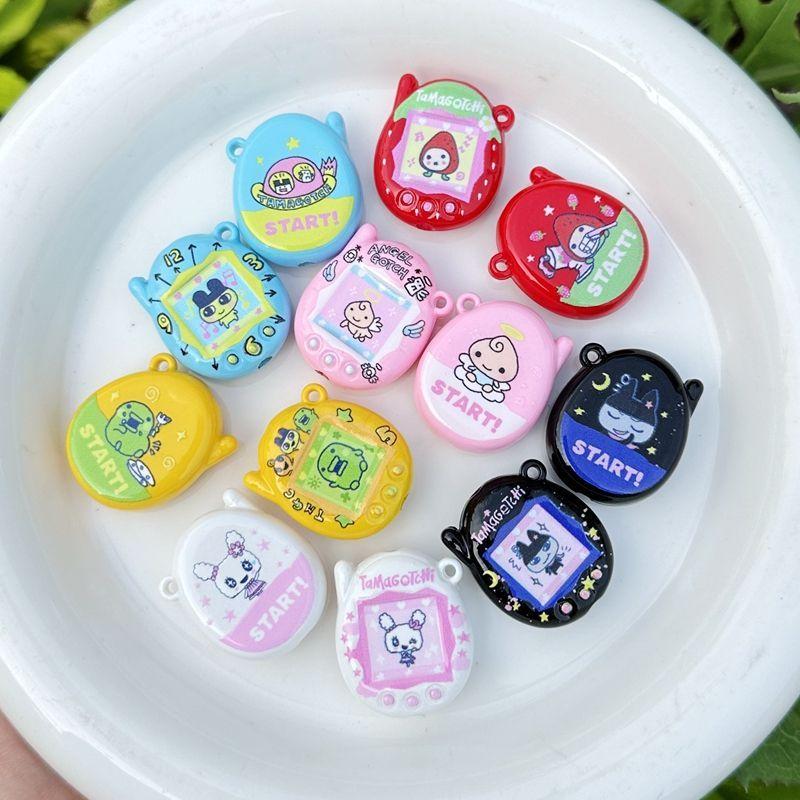 1-6Pcs Tamagotchi Bead Accessories Acrylic Cartoon Small Arcade Machine Bead Diy Keychain Jewelry Material Fun Decoration