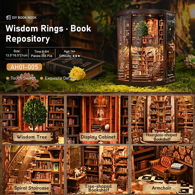 3D Wooden Puzzle QmXCyzl DIY Miniature Dollhouse Study Room Model Kit