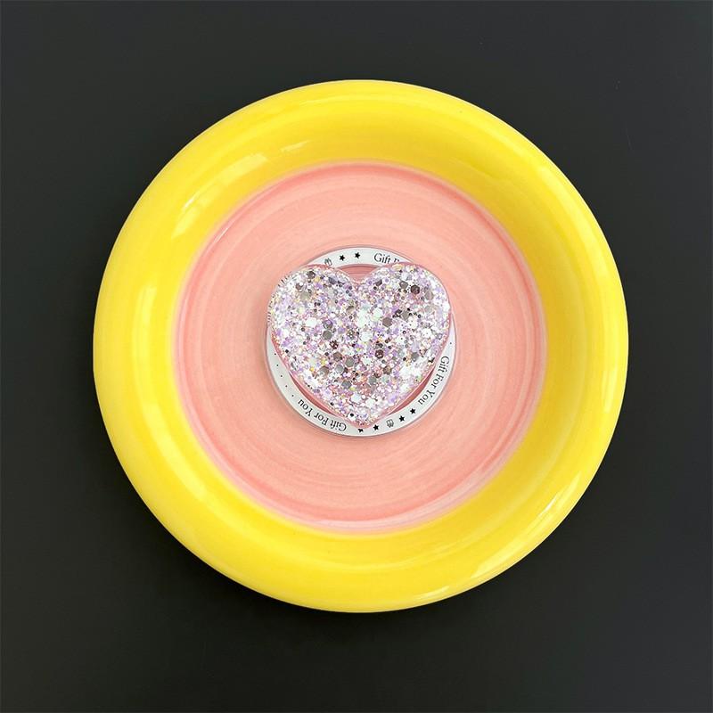 Sequin Drop Glue Heart-shaped Mobile Phone Airbag Holder Magnetic Suction Magsafe Back Sticker Women Expandable Support Frame Watching TV Shows