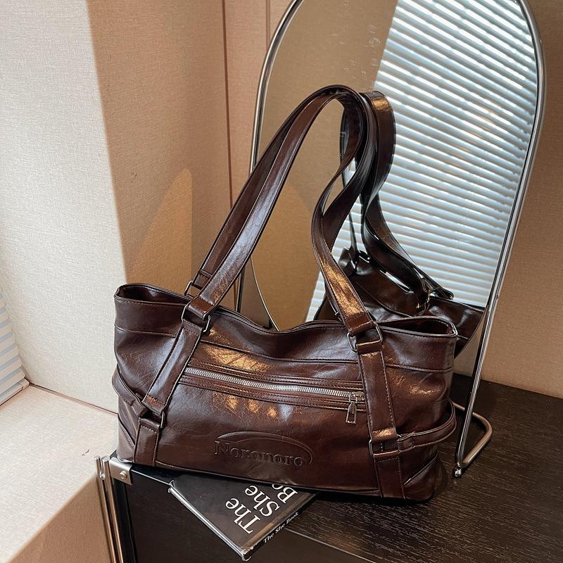 Large-capacity Commuter Tote Bag Women's Autumn New Fashionable and Simple Oblique Span Bag Shoulder Bag Retro Armpit Bag