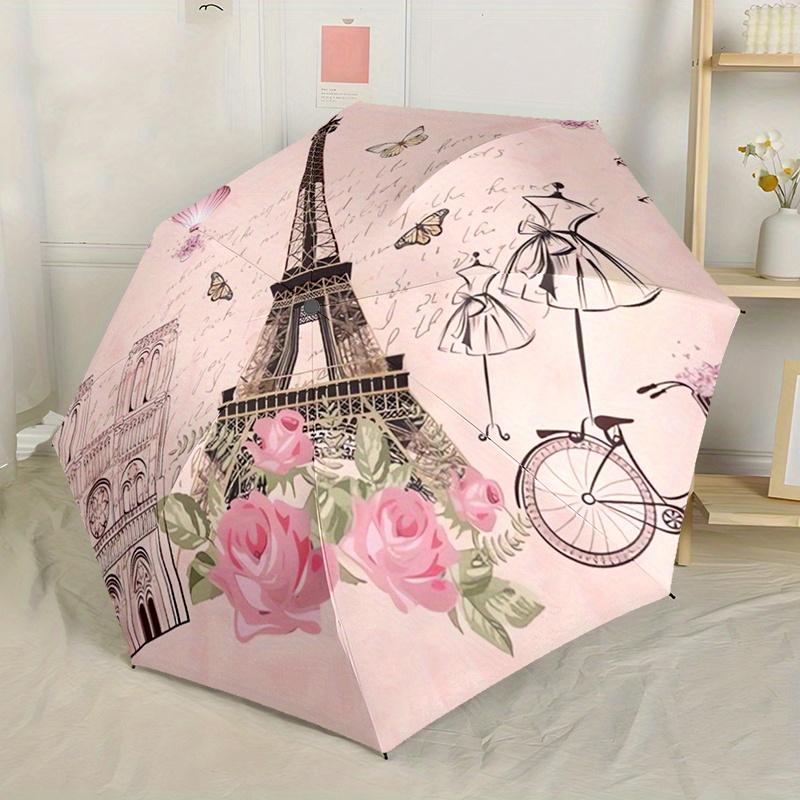 

1pc Paris Eiffel Tower Design Automatic Open Umbrella - Durable Iron Frame & Plastic Handle, 8-Rib Lightweight Compact Travel (as the picture,Iron&8K)