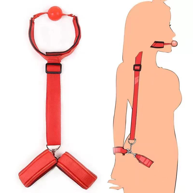 Handcuff Mouth Gag Sex Toy Set Adult SM Slave Hand Restraint Mouthgag Harness Couple Mouth Opener Ball Hand Cuff Fetish Toy
