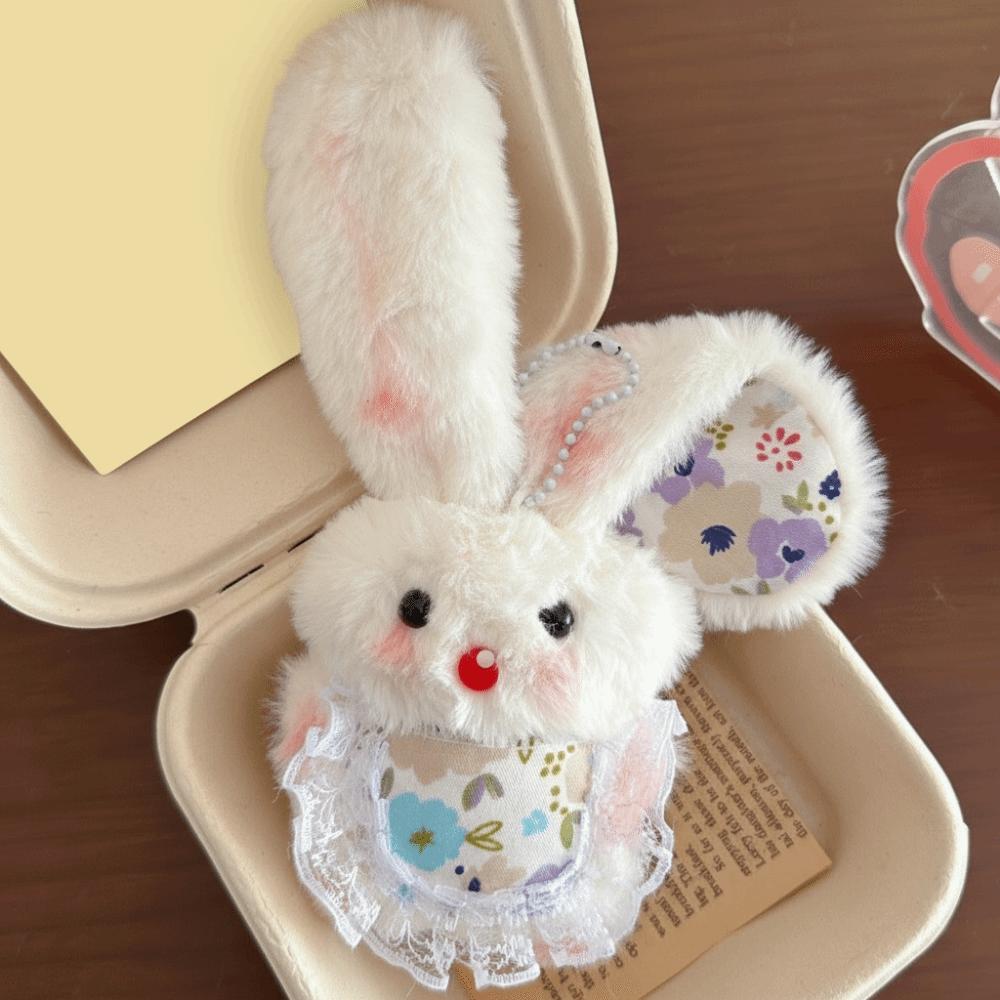 Cartoon Design Plush Rabbit Keychain Cute Long-eared Rabbit Pendant Stuffed Keyring  Couple Items