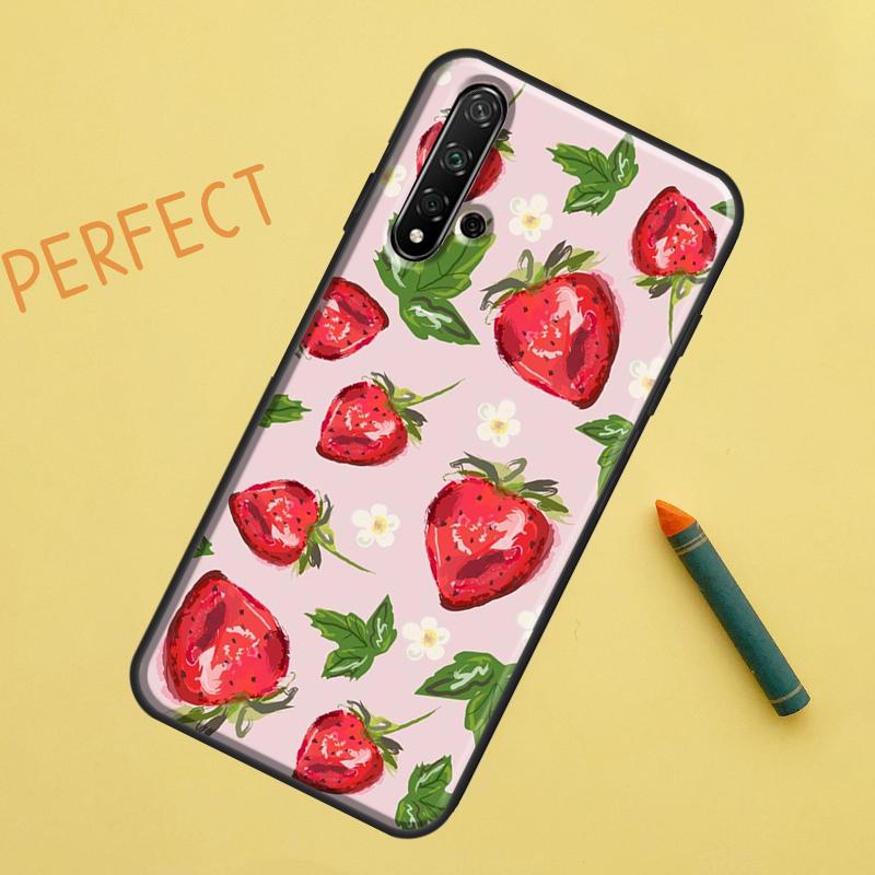 

Strawberry For Huawei Nova Y91 Y70 Y72 Y73 Y60 Y90 Y61 8i 7i 11i 12i 12s 9 10 SE P20 P30 P40 Lite Case Huawei P60 Pro