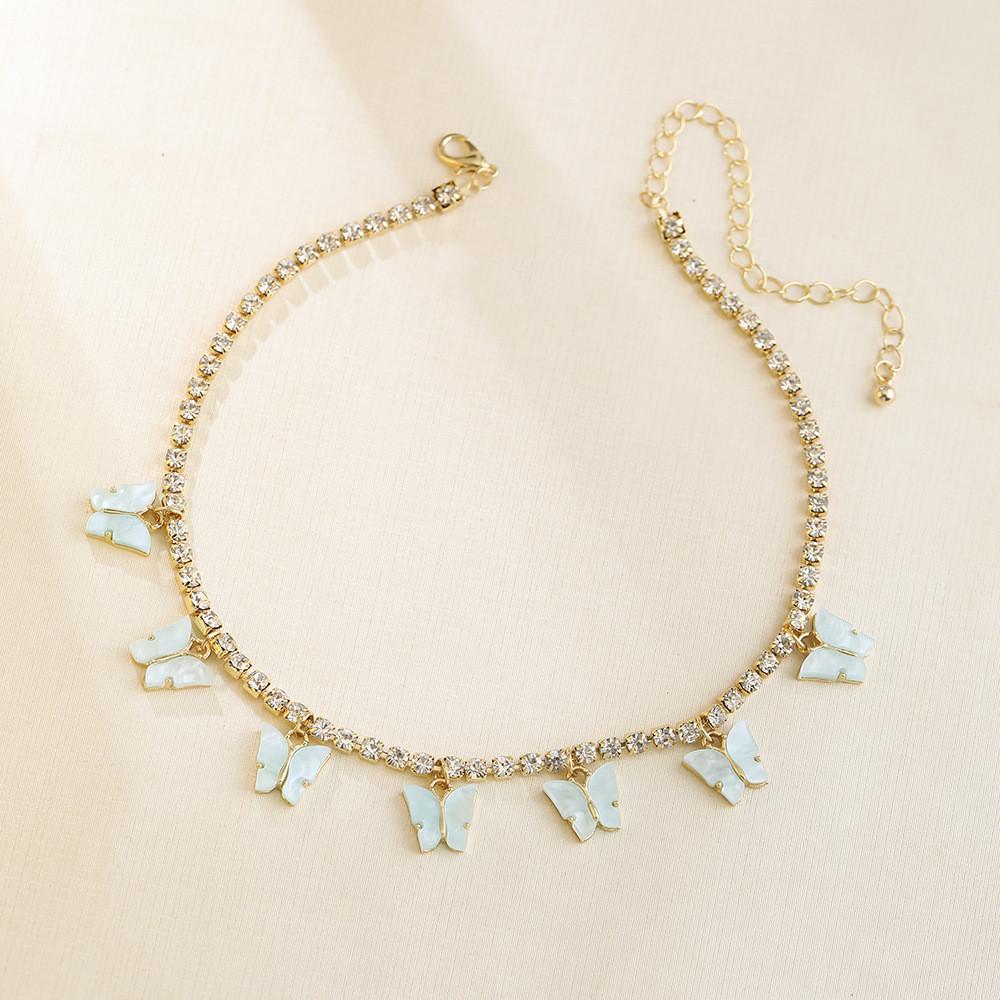 Snygg Flerfärgad Fjärilshänge Halsband Trendig Minimalistisk Choker För Kvinnor