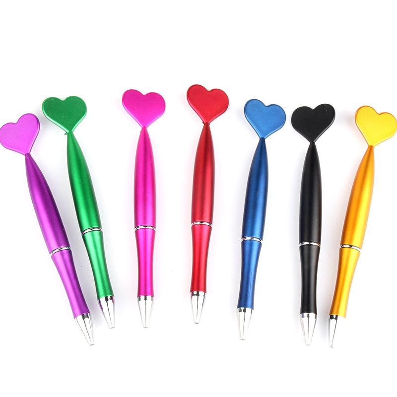 20Pcs Heart Rotary Ballpoint Pen Love Heart Ball Pens Plastic Pens Student Ballpoint Pen School Supplies Stationery