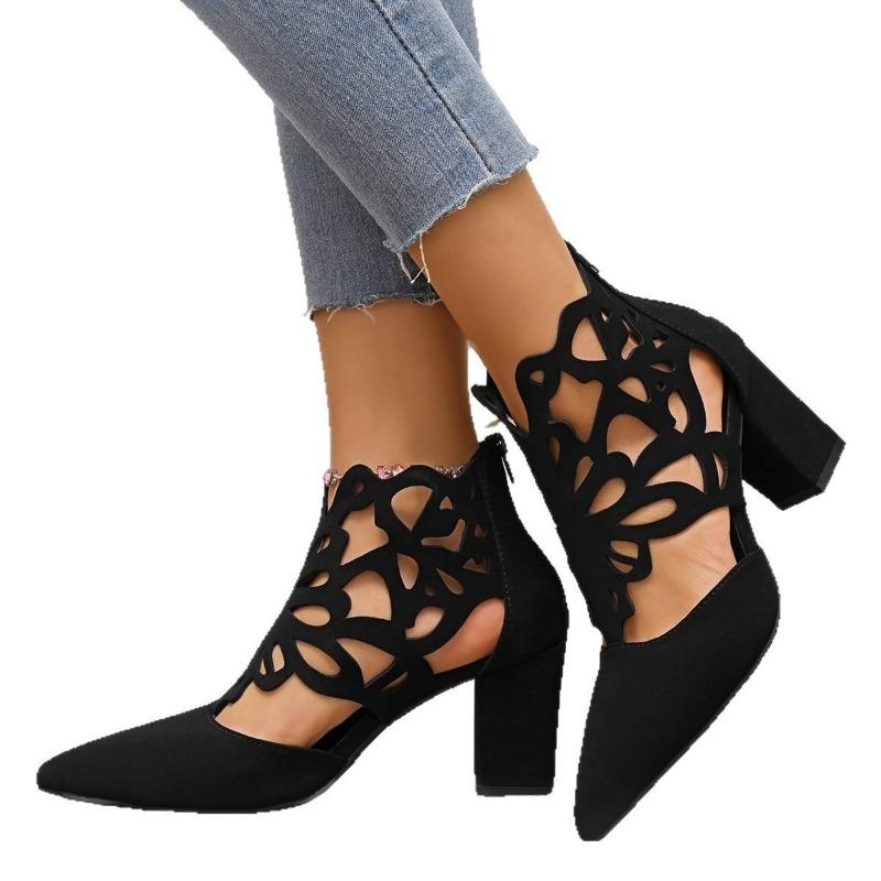 New summer models, thick heel high heel sandals women's large size -3 hollow cool boots women