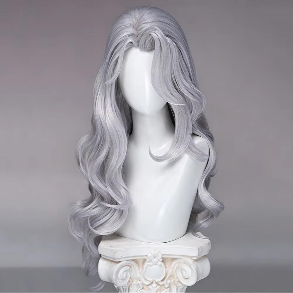 Superhero Black Cat Felicia Hardy Cosplay Wig Women Silver Long Curly Synthetic Hair Heat Resistant Wigs Halloween Masquerade Pa