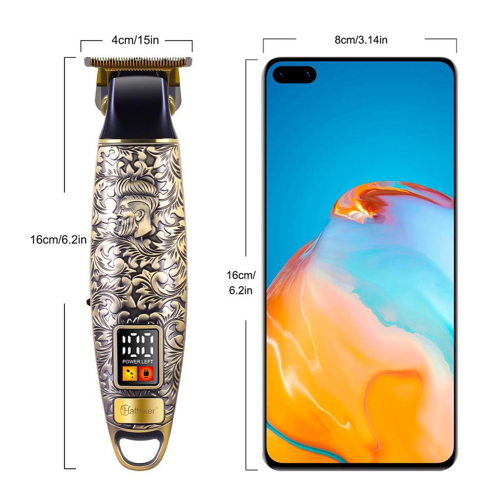 Hatteker All Metal Hair Clippers Professional Hair Trimmer for Men Rechargeable Cordless T-Blade Trimmer