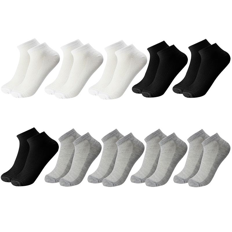 10 Pairs/Lot Breathable Men's Socks Short Ankle Elastic Solid Color Mesh Cotton Business Unisex Sock Plus Size EU38-46