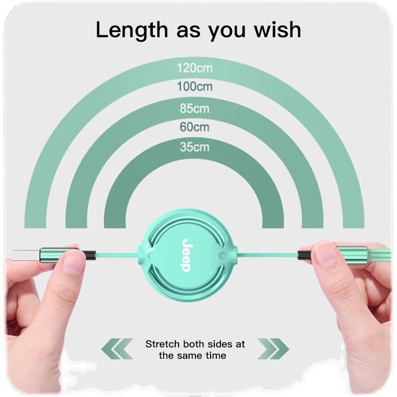 3 In 1 Portable Charging Data Cable Telescopic Charging Cable For Jeep Renegade Compass Grand Cherokee Wrangler Patriot Rubicon ALY1