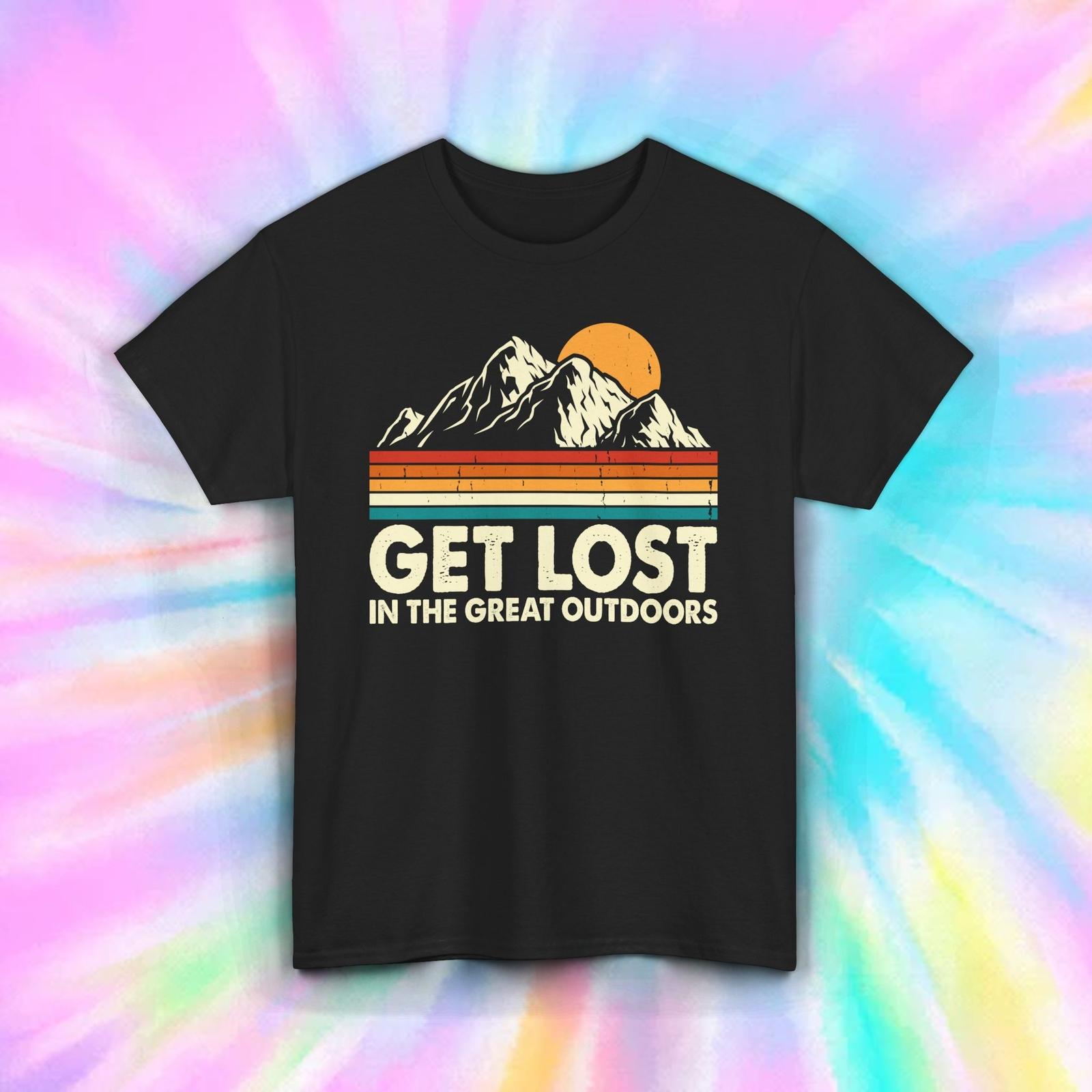 Get Lost Outdoors Shirt Retro Hiking Camping Nature Adventure Tee S-5XL 4XL