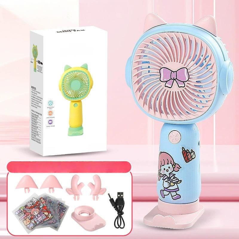 Handheld Fan Rechargeable Portable 3 Speed Mini Fan USB Small Fan with Phone Holder and Cute Sticker