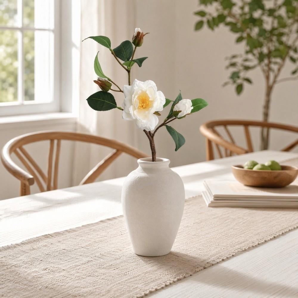 Plastic Artificial Flower Branch Real Touch Fake Flowers Silk Camellia Flower Outdoor Garden Decor
