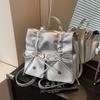 Solid Bow Tie Style Solid Quality Luxury Sense Compact Backpack for Women Designer Casual New Style