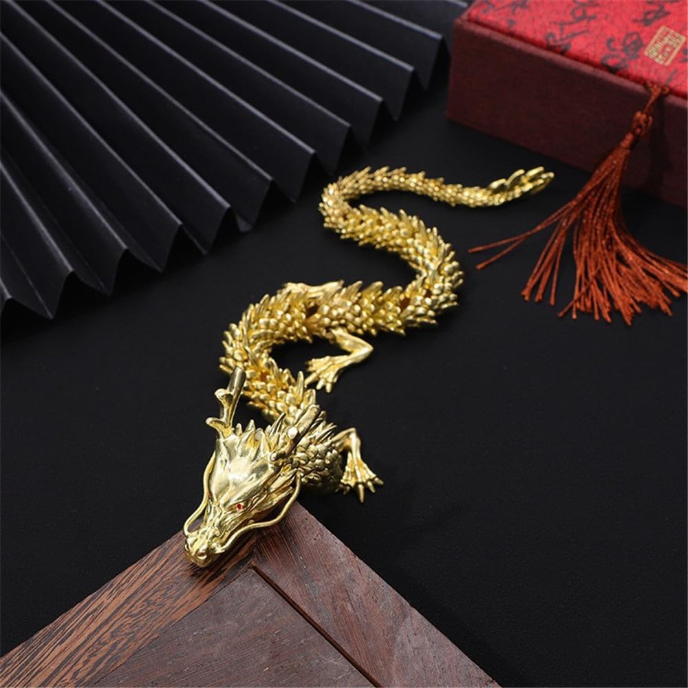 Dragon Copper Movement Design Brass Craft Desktop Ornament Dragon 3D Gold Dragon with Beard Zodiac Dragon Ornament Dragon Prosperous Business Increase