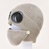 Fleece Lined Knitted Winter Hat Woolen Warm Hat With Mask Warm Woolen Hat  Cold Weather