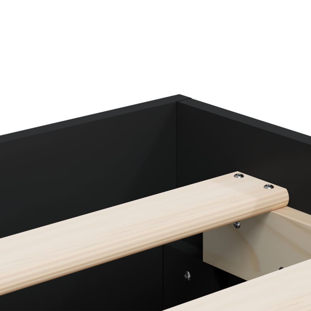 Bed Frame with Drawers Black 120x190 cm Engineered Wood