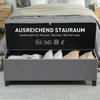 Storage Bench, Upholstered Bench 120x40x48 Cm with Safety Hinges, Linen Look, Dark Gray