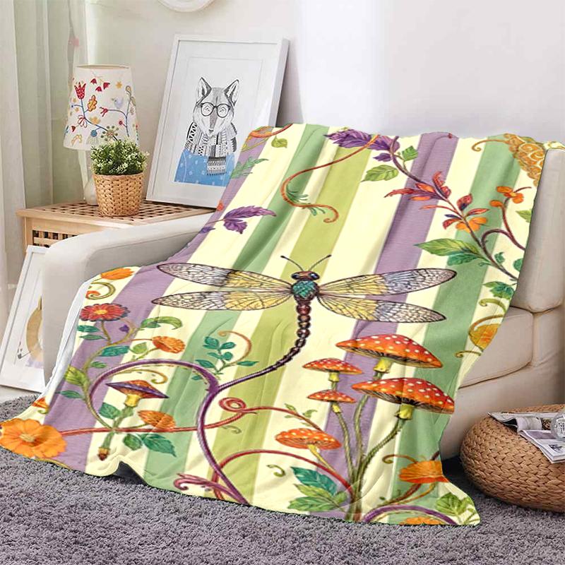 Dark Romance Butterfly Roses Blanket Sofa Blanket Camping Trip Bedroom Outdoor Plush Blanket Digital Printing