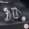 BAMOER Moissanite Detachable Stud Earrings, Double Layer Hoop Shape Earrings D Color Round Cut 925 Silver for Women