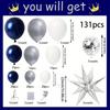 131pcs Navy Blue Silver and White Balloon Garland Arch Kit for Winter, Birthday, Anniversary, Graduation Ceremony Decoration