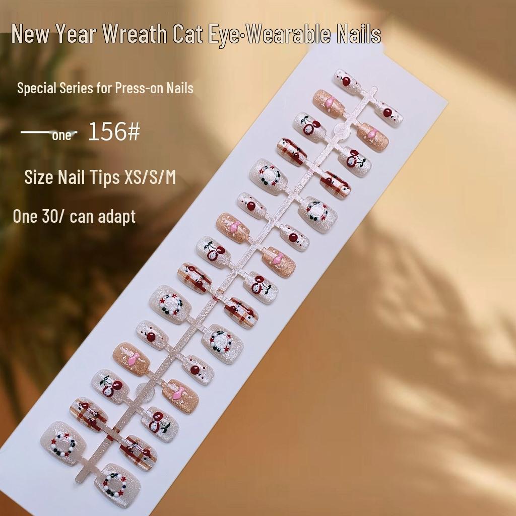 

3D Cat Eye Wreath Nail Art: High-End Wearable False Nails with Relief Design