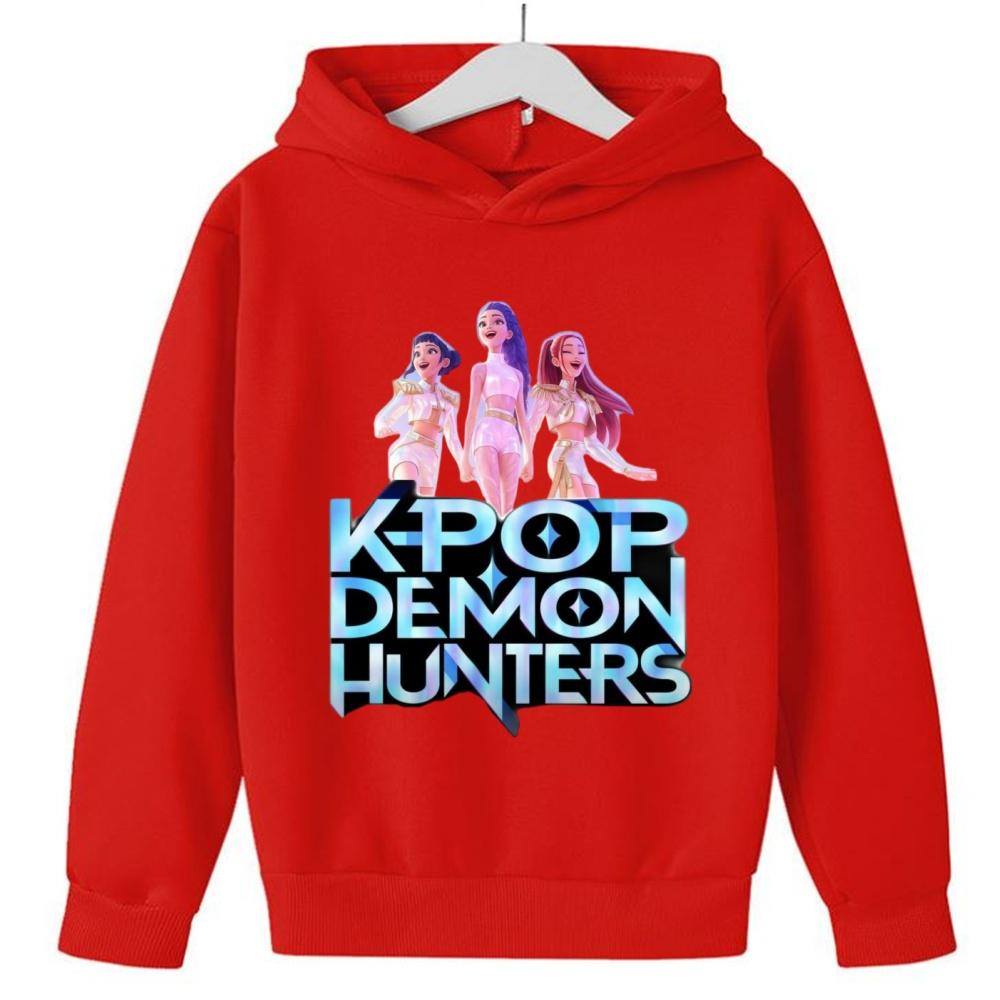 KPop Demon Girls Fashion Casual Sweatshirt Movie New Kids K-Pop Demon Hunters Hooded Tops Toddler Girl Clothes Hunters Hoodie