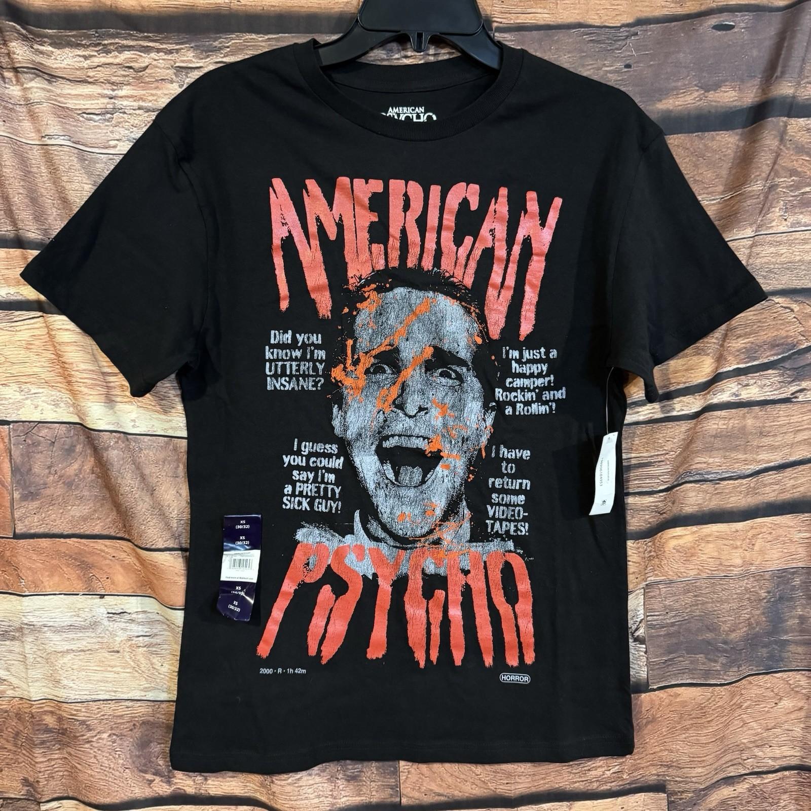 American Psycho XS Iconic Patrick Bateman Horror Movie Quote Tee NWT Unisex T-Shirt M