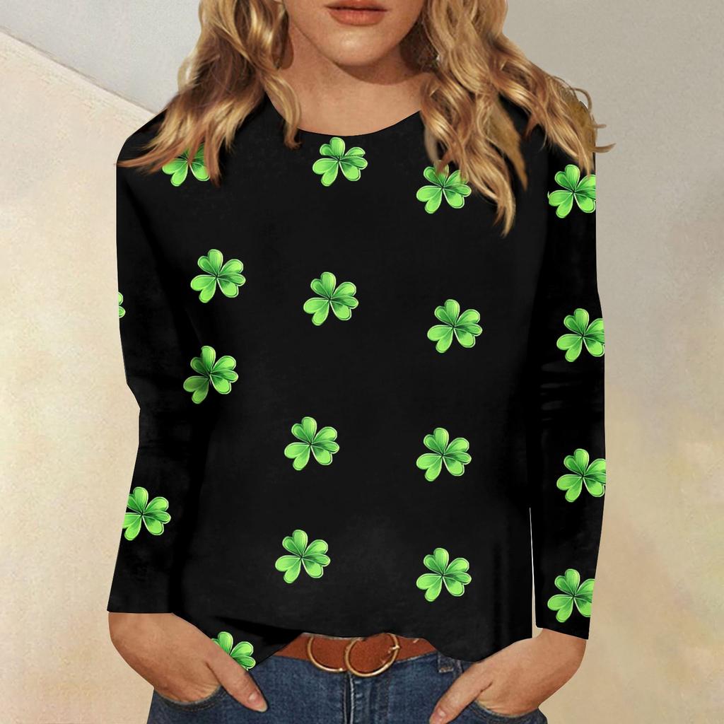 Košile s dlouhým rukávem pro ženy Roztomilý potisk Grafika Trička Halenky Neformální Velká velikost Základní topy Pulovr Vánoce